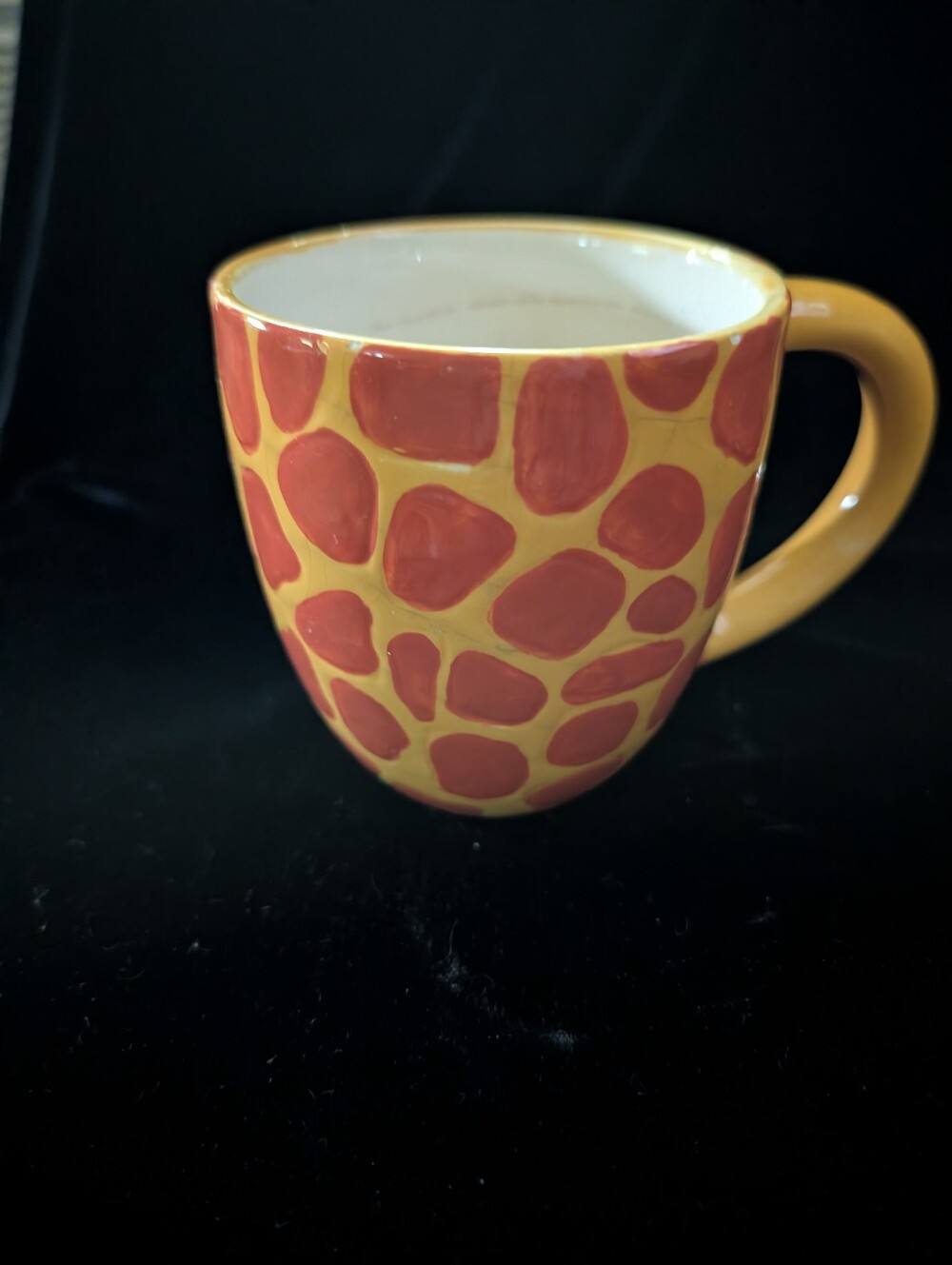 Yellow and Red Giraffe-Pattern Ceramic Coffee Mug